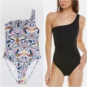 Onia Swim Onia Sienna Paisley One Shoulder Swimsuit size XL